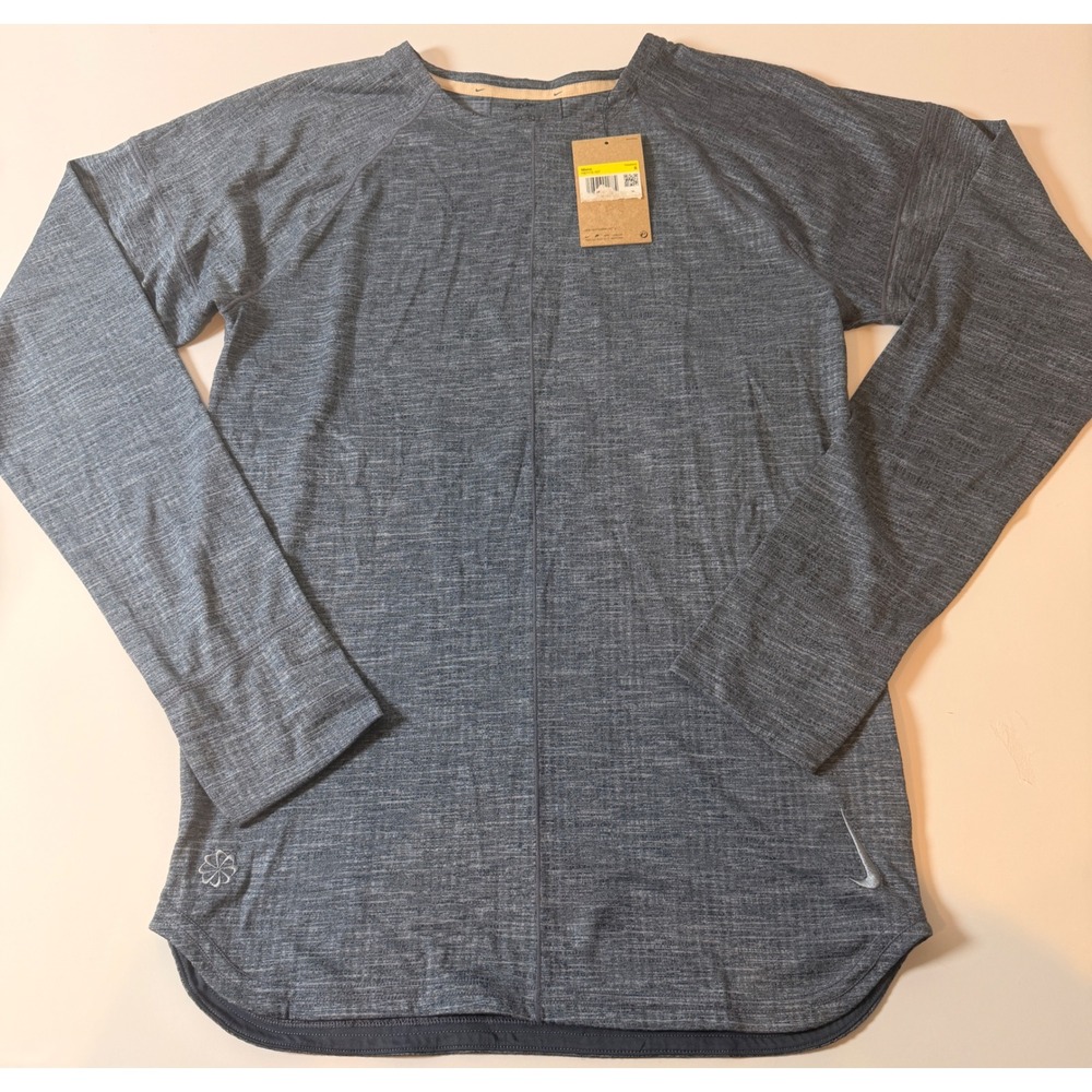Nike Yoga Dri-FIT Mens Training Top Long Sleeve Blue Gray Small NWT